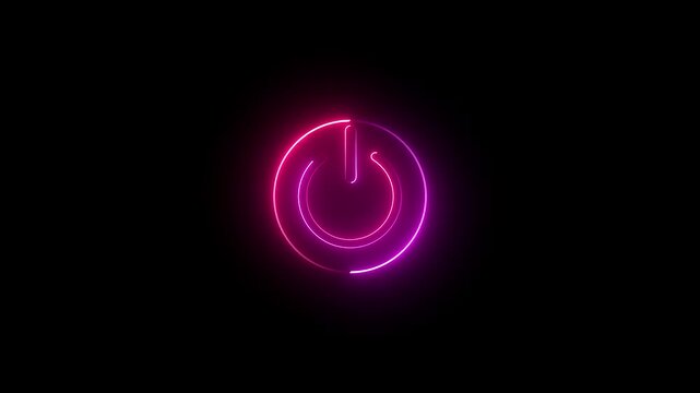 power button Glowing neon Power on off button icon isolated.