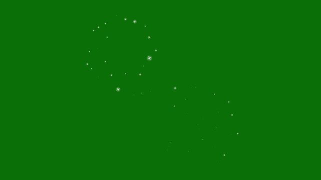 Magic sparkling star dust animation, white glitter particles twinkling with glowing fairy dust, shimmer light overlay, seamless 4K festive loop, motion graphics in After Effects on green screen
