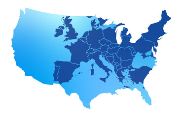 Fototapeta premium Blue digital map of Europe