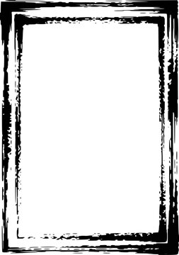 Rough black brush stroke square frame white background, grunge border
