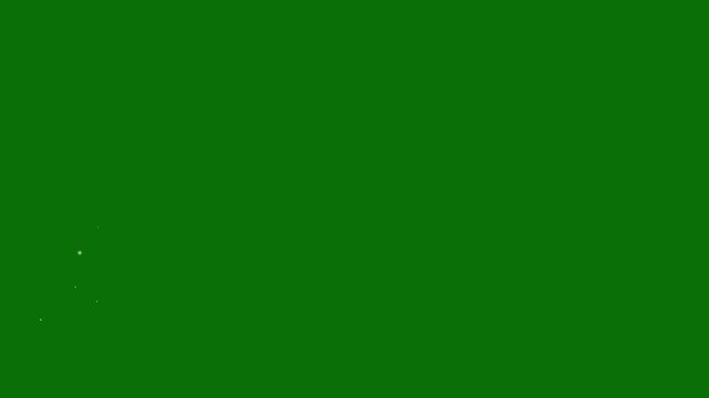 Twinkling star sparkle particle animation, white glitter trail with magical shimmer glow, festive overlay 4K seamless loop, motion graphics in After Effects on green screen background holiday shimmer