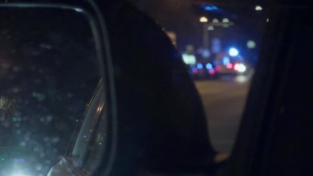 Suspenseful moment with flashing lights and motion blur effects