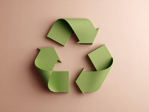 Recycling symbol on beige background
