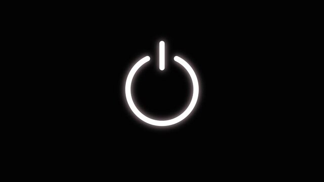 Power button icon isolated on black background. Start sign. 4K Video