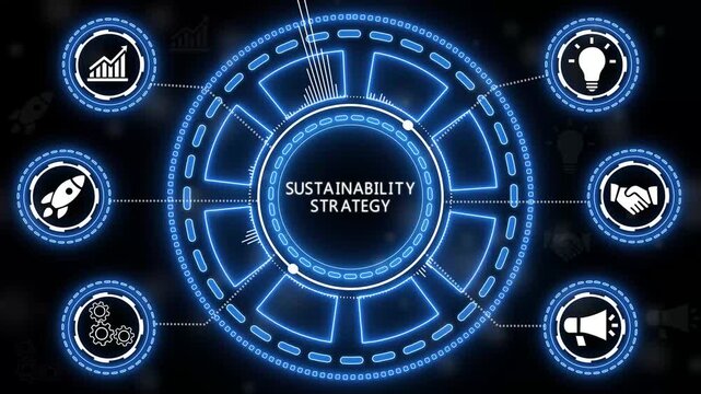 Innovative supply chain management digital concept with futuristic interface on black background.4k Animation.