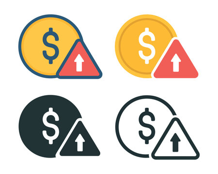 Over budget icon vector illustration with cost increase alert symbol for financial warning, expense monitoring, and business management design