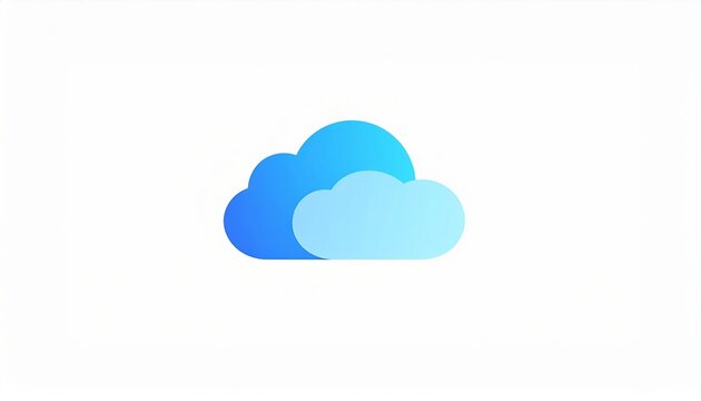 Minimal blue cloud logo with soft gradient, modern flat design icon for technology, cloud computing, and digital storage branding