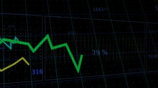 Interface loading starting chart showing green rising dipping pink zigzag appearing showing metrics