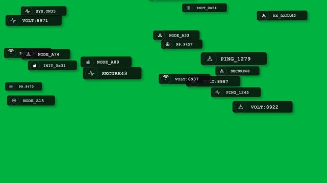 HUD labels popping and sliding outward during scan, forming telemetry display on transparent canvas