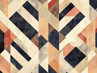 Fototapeta premium Geometric patterns in calming earth tones, repeating motifs, crafted for meditative and relaxing experience