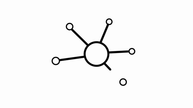 3D dots and lines. Digital network connection. Animation of a futuristic sphere. 