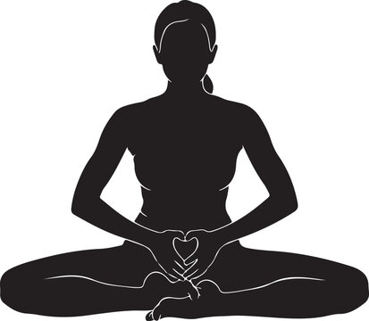 woman silhouette in bound angle pose vector