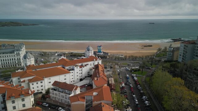 Bay Area of Santander in Spain Aerial Footage