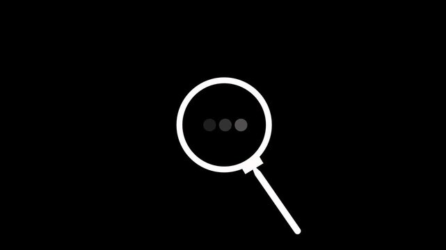 Magnifier icon glitch effect. Transparent background. Looped animation