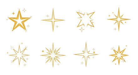 Obraz premium Golden star shapes with sparkles.