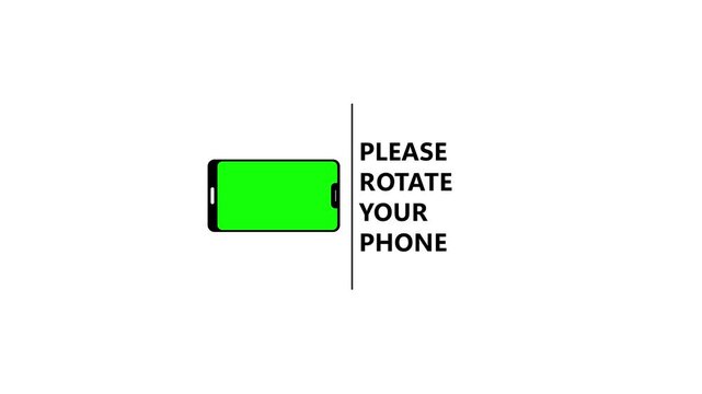 Green screen phone horizontal orientation instruction please rotate your phone notification. Phone orientation instruction concept for usability. Phone orientation instruction .