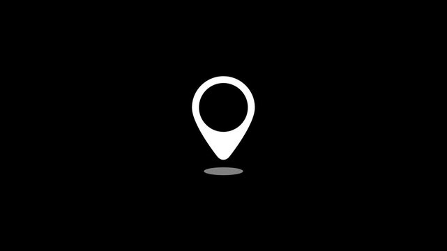 Minimalist location pin icon with subtle shadow on black navigation. Location pin icon concept for navigation systems. Location pin icon precise point indicator for mapping visuals.