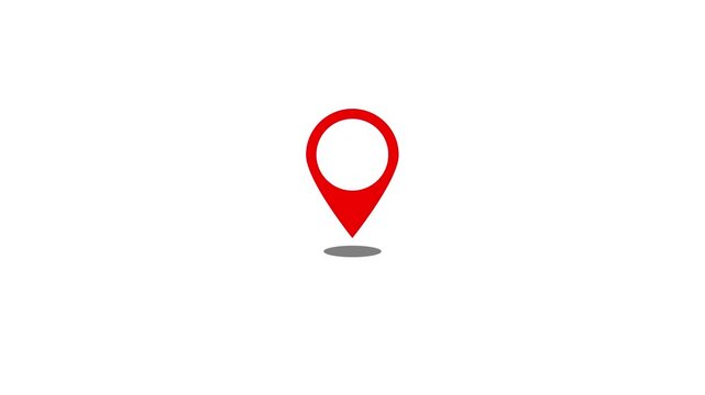 Red map pin location marker icon graphic video. Map pin location concept for navigation visuals. Map pin location clear positioning marker for digital mapping interfaces.