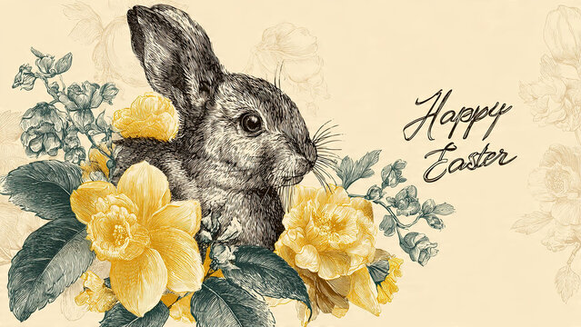 easter bunny with easter eggs