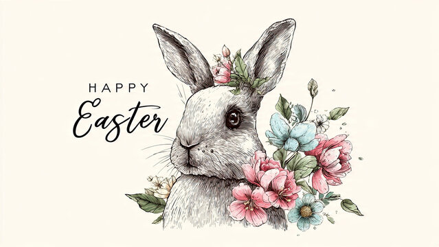 easter bunny with easter eggs
