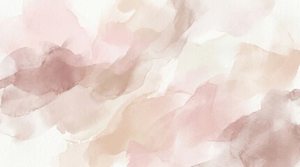 Fototapeta premium Watercolor paint creates a soft, abstract background with blended shades of pink and beige. The fluid washes create a dreamy and organic texture, resembling marble or stone.