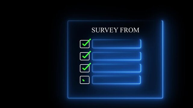 Businessman interacting with a holographic survey form interface, completing checklist or questionnaire online, futuristic digital UX/UI concept in a dark background.