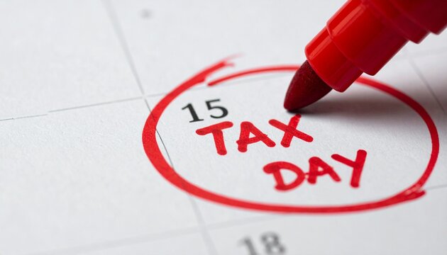 Tax Day Reminder on Calendar with Red Circle Showing Filing Deadline and Financial Planning Concept