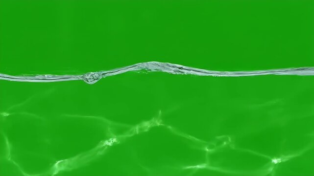 Water Surface Ripples and Waves on Green Screen Background.
