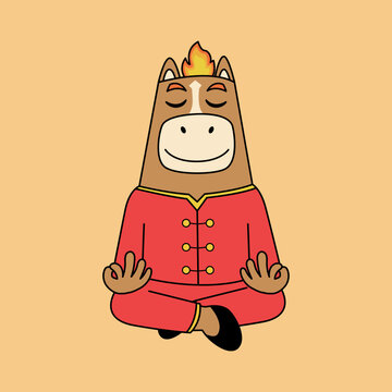 A Fire Horse zodiac character dressed in a vibrant red traditional Chinese outfit, captured in a dynamic pose with rich cultural elements, symbolizing luck, energy, and festive celebration.