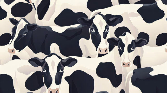 Black and white cow print pattern with minimalist animal face background