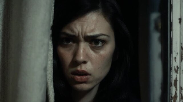 Woman Feeling Fear and Anxiety, Emotional Expression of Stress and Panic