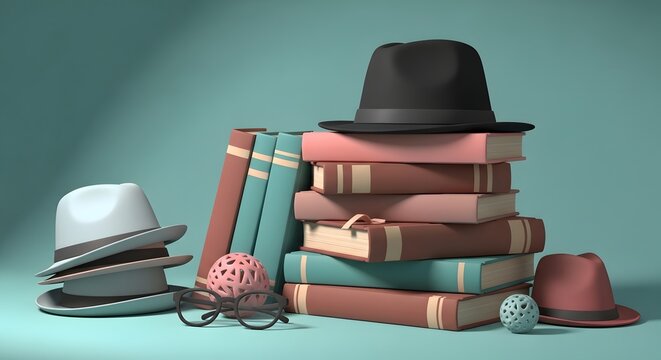 Father's day gifts stack of books hats accessories celebrating dad