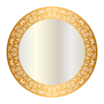 Golden circle mandala frame border