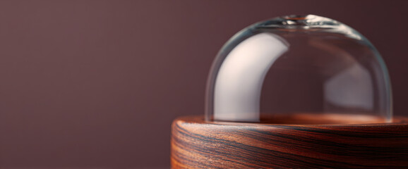 Fototapeta premium Close-up of glass dome on wooden base