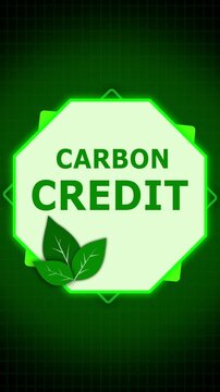 Green leaves carbon credit logo animation. Environmentally conscious sustainability concept. Carbon credit animation. Corporate social responsibility and ESG climate reporting visuals.