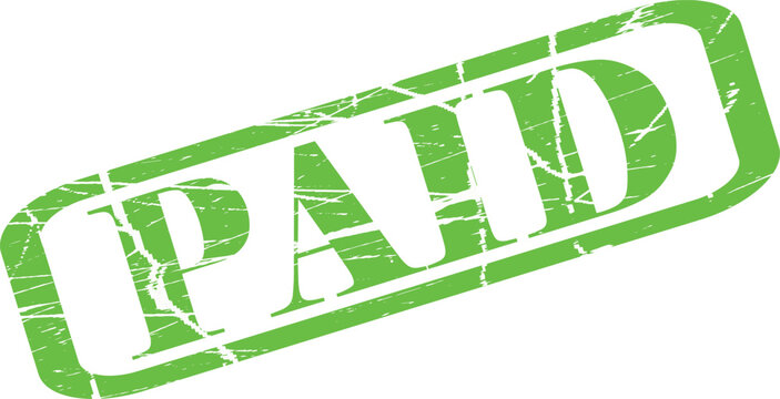 A green stamp with the word paid on it