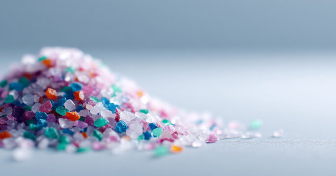 Colorful granules pile on surface