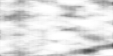 Fototapeta premium Grunge halftone gradient background. Faded grit noise texture. White and black sand wallpaper. Retro pixelated backdrop. Anime or manga style comic overlay. Vector graphic design textured template