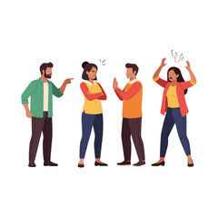 Obraz premium Diverse group arguing, disagreement, conflict, stressful situation, people fighting, relationship problems, unhappy faces