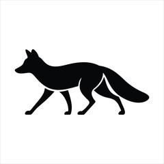 Fototapeta premium A black silhouette of a fox walking on a white background