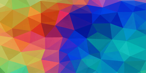 Obraz premium A kaleidoscope of geometric triangles forms a captivating multicolored mosaic, with a palette of vibrant hues create an optical illusions of depth and form.