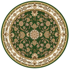 Fototapeta premium Round Persian Carpet Pattern with Floral Medallion in Beige Tone