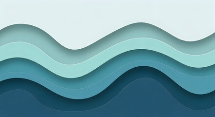 Obraz premium layered wavy paper design in shades of blue