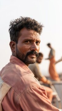 Indian Man in Uniform, Seated, Looking Directly at the Camera