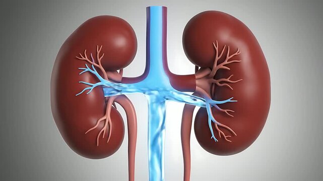 Human Kidney Anatomy Medical Illustration.