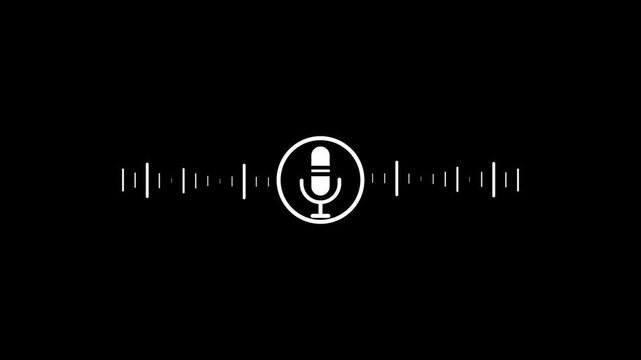 Microphone with Sound Wave Animation. Looping Audio Visualizer, Podcast or Voice Recording UI Element, Music Broadcast Graphic, black Burgund 4k video