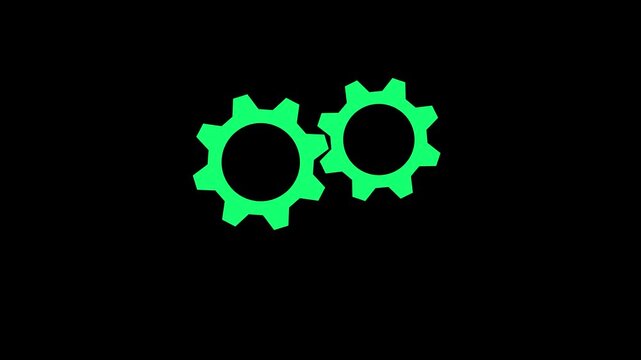 Animated setting line icon. Spinning gears animation. Setting cogwheel. Configuration tool. Operating system. Loop 4k video