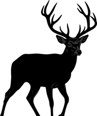 Obraz premium Black Deer Silhouette Stag Standing Side Profile.
