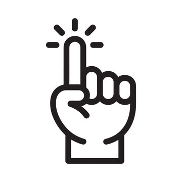 A simple black line drawing of a hand with an extended pointing finger