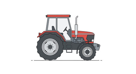 Naklejka premium Red and Gray Vector Illustration of a Modern Farm Tractor